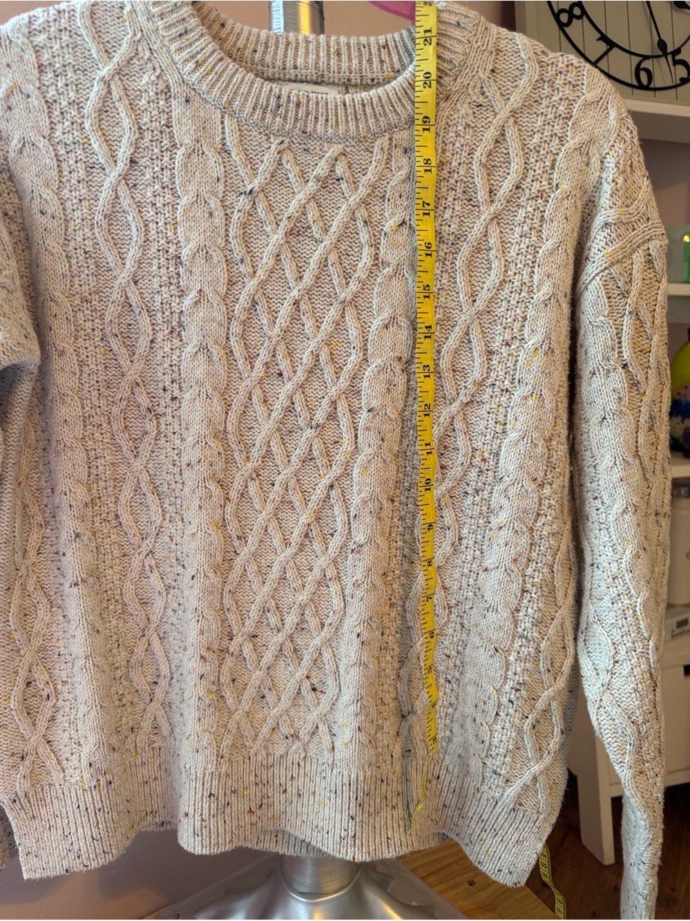 J. Crew Speckled Cream Cable-Knit Crewneck Sweater - Picture 6 of 6